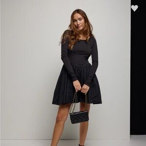 AE Long-Sleeve Knit Mini Dress, Large, Black - New with tags